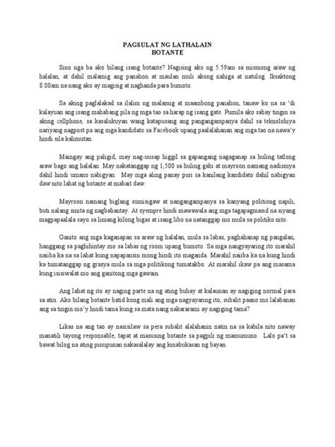 Pagsulat NG Lathalain .